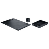 Black Bonded Leather Desk Set, 3pc